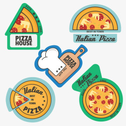 卡通披萨标签素材