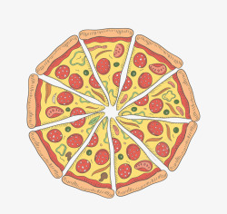 彩色披萨俯视图素材