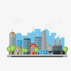 扁平城市建筑群素材