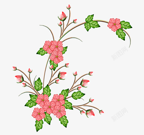 手绘红色花优雅美丽花束装饰png免抠素材_88icon https://88icon.com 手绘 红色 花