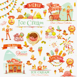 卡通冰淇淋销售矢量图素材