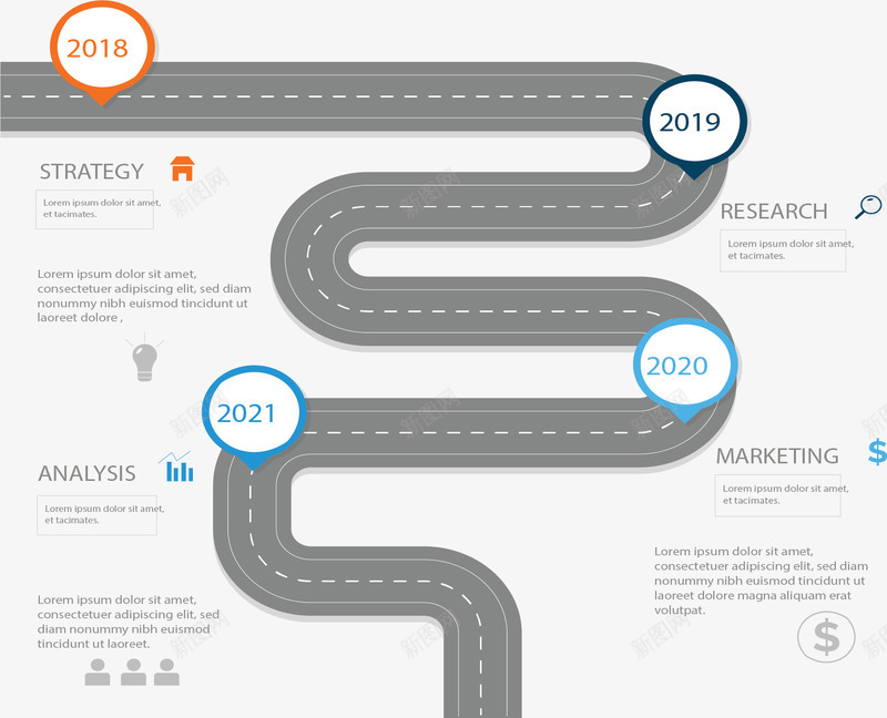 灰色弯道时间轴图表矢量图ai免抠素材_88icon https://88icon.com 信息图表 弯道图表 时间轴 步骤图 灰色弯道 矢量png 矢量图
