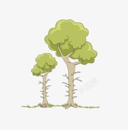 沙漠化治理卡通两棵树高清图片