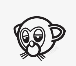 手绘卡通黑白小猴子头像素材
