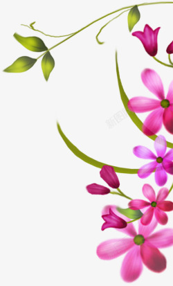 紫色手绘花朵植物风光素材