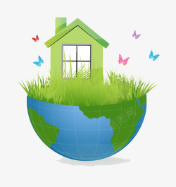 绿色生态环境上的房屋素材