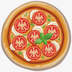 手绘番茄披萨素材