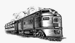 铅笔手绘插图老式铁皮火车素材