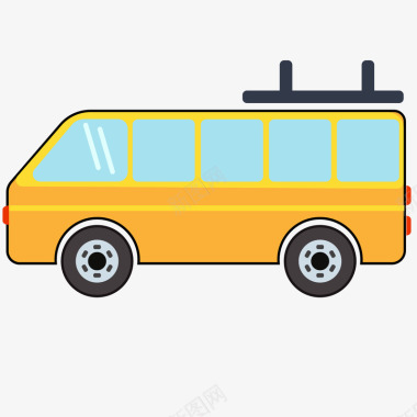 黄色大巴车交通类图标矢量图图标