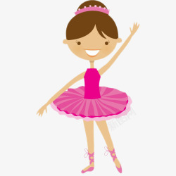可爱的粉色卡通少儿芭蕾舞者插画素材