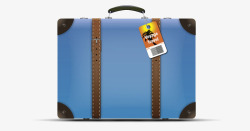 带吊牌的蓝色行李箱素材