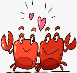 两个浪漫红色小螃蟹矢量图素材