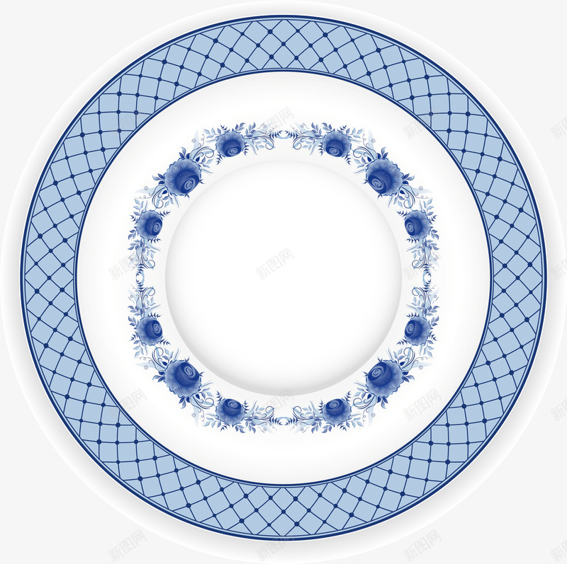 蓝色花边花纹青花瓷盘子矢量图ai免抠素材_88icon https://88icon.com 中国风 彩瓷 摆件 花朵 蓝色 蓝色花边花纹盘子 装饰品 青花 青花瓷 矢量图