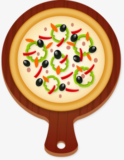 圆盘上的披萨矢量图素材