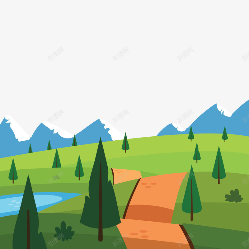 卡通雪山平原风景png免抠素材_88icon https://88icon.com 卡通 平原 树 雪山 雪山风景 风景 风景卡通