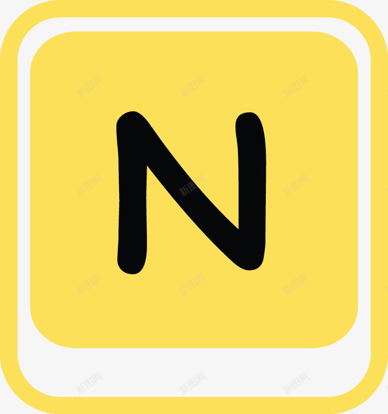 形状字母Npng免抠素材_88icon https://88icon.com 方框 淡黄色