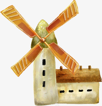 可爱手绘风车png免抠素材_88icon https://88icon.com 卡通房子 可爱小屋 可爱手绘建筑 小房子