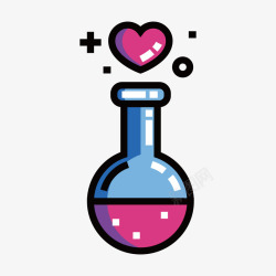 化学实验插画红色心形化学实验卡通插画矢量图高清图片