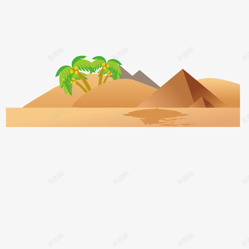 沙漠金字塔png免抠素材_88icon https://88icon.com 卡通 椰子树 沙漠 金字塔