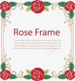 复古红玫瑰边框素材