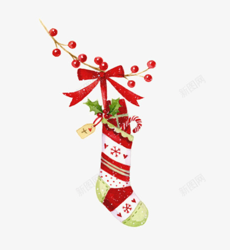 卡通圣诞礼物袜子吊饰png免抠素材_88icon https://88icon.com 卡通手绘 圣诞 圣诞素材 树枝吊饰 礼物 袜子