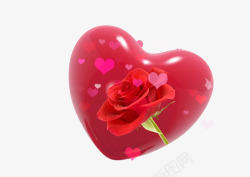 2017红色喜庆带玫瑰花的心形素材