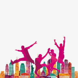 城市人物剪影素材