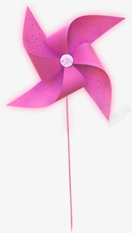 手绘粉色花纹风车素材