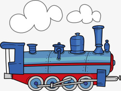蓝色的卡通火车头矢量图素材