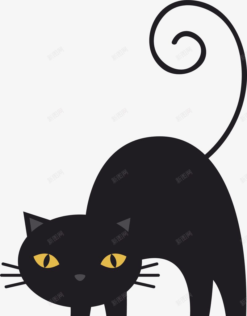 弓腰的黑猫矢量图ai免抠素材_88icon https://88icon.com 受惊吓 弓腰 弓腰黑猫 恐怖黑猫 炸毛黑猫 矢量png 矢量图 黑猫