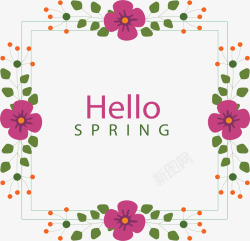 hellospring枚红色花朵春天边框高清图片