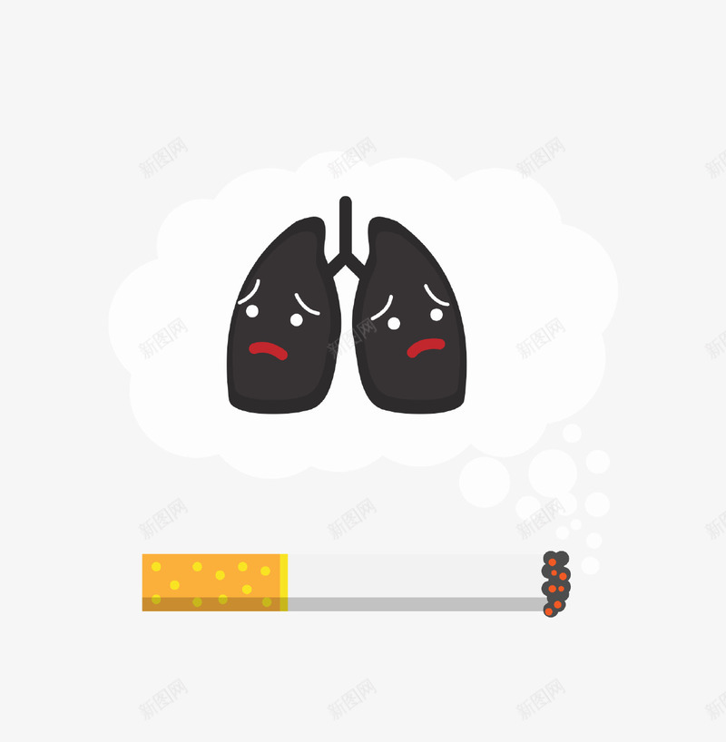 创意吸烟有害健康公益广告插画png免抠素材_88icon https://88icon.com 健康 公益广告 创意设计 吸烟有害健康 插画 肺部 香烟 黑色