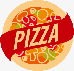 意式香肠披萨彩带美食披萨矢量图高清图片