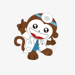 卡通医生动物猴子素材