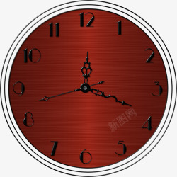 时钟挂表手绘枣红色时钟高清图片