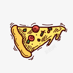 卡通手绘黄色的披萨素材