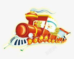 红色卡通小火车装饰图案素材