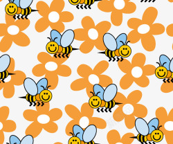 蜜蜂花朵连续背景矢量图素材