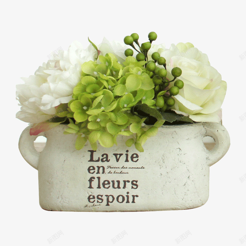 花艺套装png免抠素材_88icon https://88icon.com 产品实物 仿真花 摆件 绣球花 花瓶 花艺 陶瓷花瓶