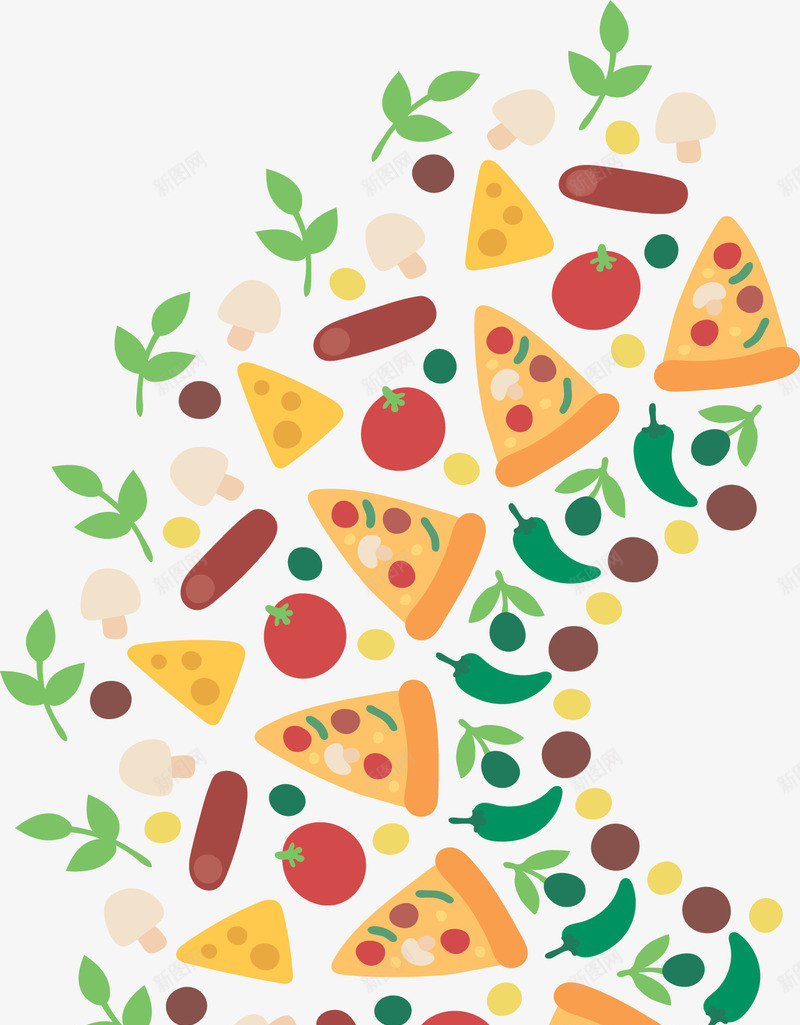 卡通披萨装饰框矢量图eps免抠素材_88icon https://88icon.com 卡通披萨 披萨边框 披萨饼 矢量素材 矢量图