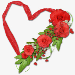 红玫瑰装饰心形边框素材