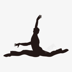 跳芭蕾的男生剪影矢量图素材