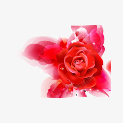 红色精美玫瑰花梦幻矢量图素材