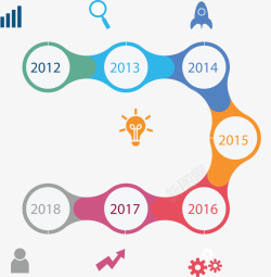 彩色节点彩色节点时间轴图表矢量图高清图片