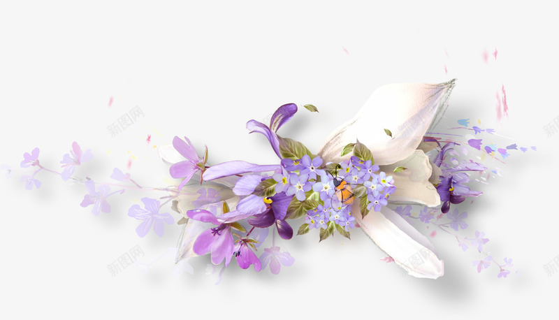 紫色花叶png免抠素材_88icon https://88icon.com 叶子 枝叶 树叶 花朵