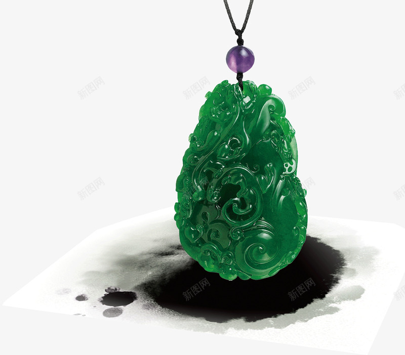 绿色古典玉吊坠png免抠素材_88icon https://88icon.com 中国风 古典 玉吊坠 绿色