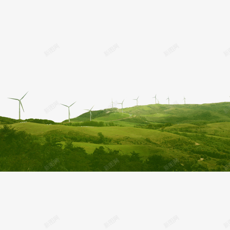 风力发电厂png免抠素材_88icon https://88icon.com 山坡 绿色小山坡 能源 草原 风车