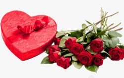 红色爱心礼盒玫瑰花素材