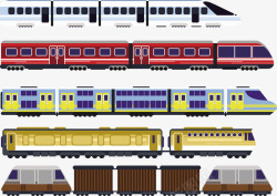五个不同样子的列车矢量图素材