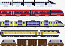 不同样子五个不同样子的列车矢量图高清图片